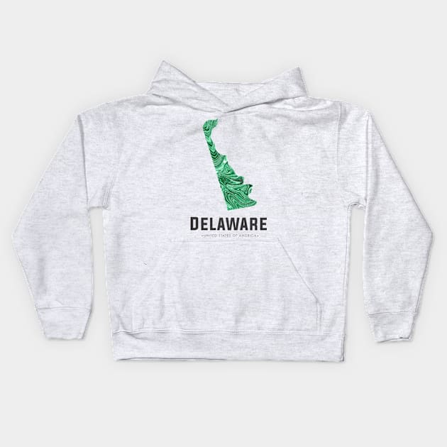 Delaware state map abstract green Kids Hoodie by StudioGrafiikka